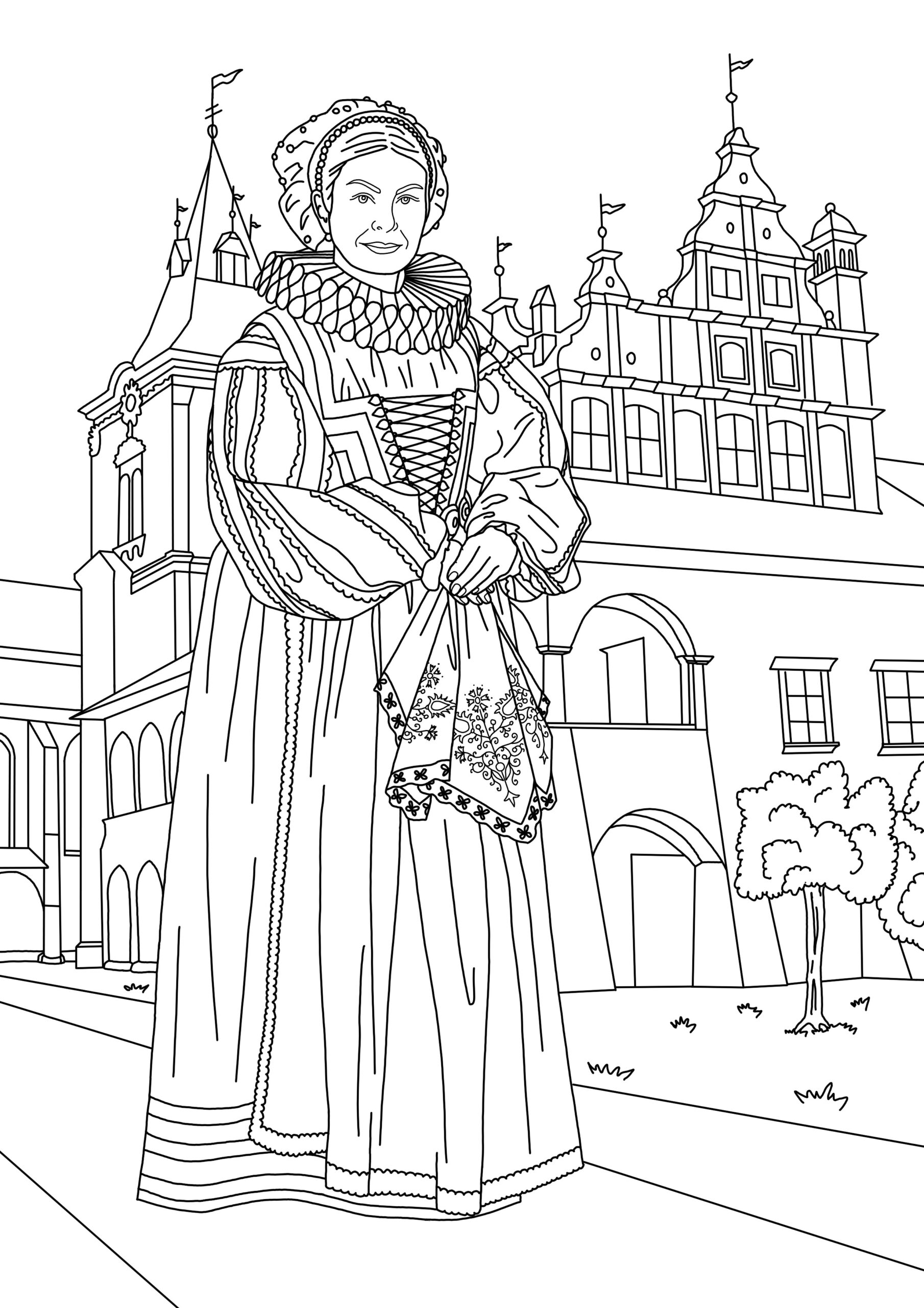 List z omaľovánky vytvorenej pre výstavu "Z histórie do rozprávky" (vytvorila Mgr. Alexandra Heldesová - Blackbird Atelier).